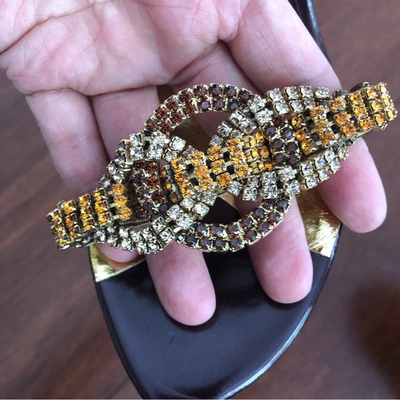 Francesco Secco ombre ,orange ,yellow diamond embellished peep toe pumps sandals - Picture 6 of 17